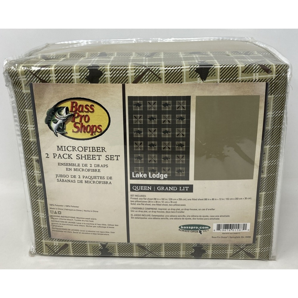 Bass Pro Shops Microfiber 2 Pack Queen Sheet Set Lake‎ Lodge New in Package